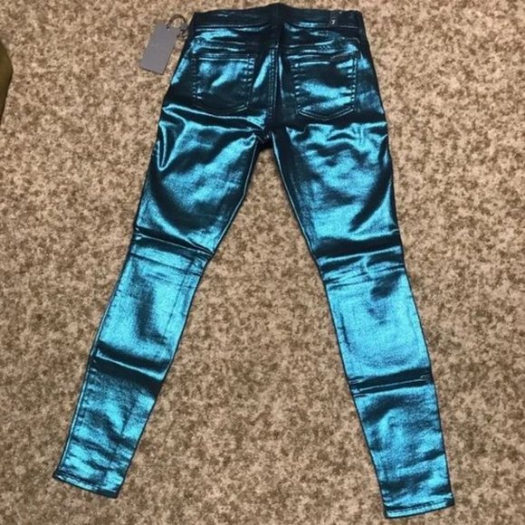 7 For All Mankind metallic satin jeans in size 25 - Picture 2 of 16